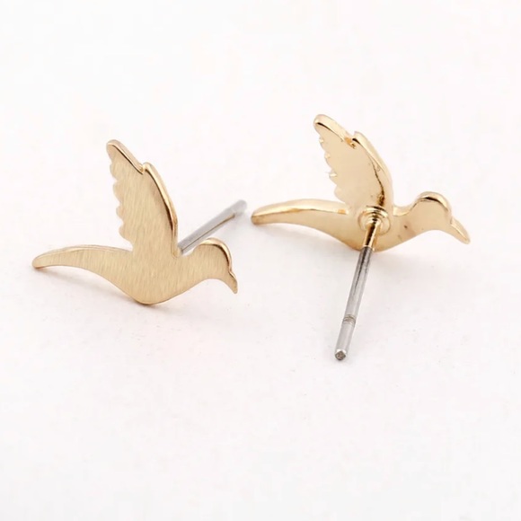 Rose Gold Dove Earrings - Picture 2 of 2